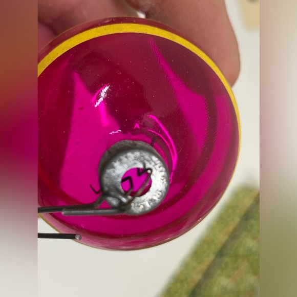 WWII Era Antique Unsilvered Striped Painted Blown Glass Christmas Tree Ornament - Picture 14 of 15